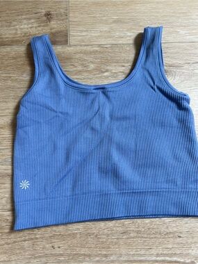 Athleta Blue Ribbed Crop Tank Top